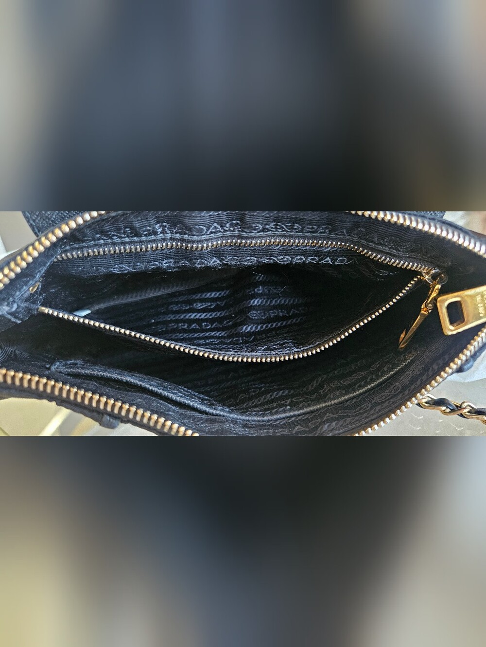 Authentic Prada Tessuto & Saffiano Crossbody Bag / Clutch (Nero/Black) - Picture 11 of 14